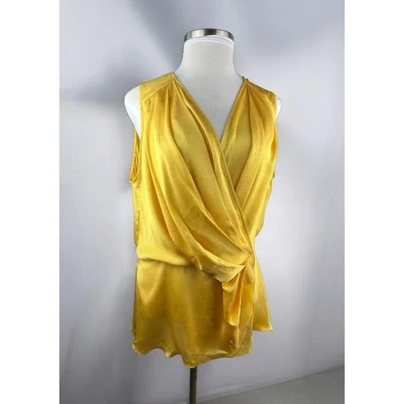 NWT Melissa McCarthy Seven7 Drape Faux Wrap Sleeveless Satin Blouse Plus Size 2X - Picture 15 of 15